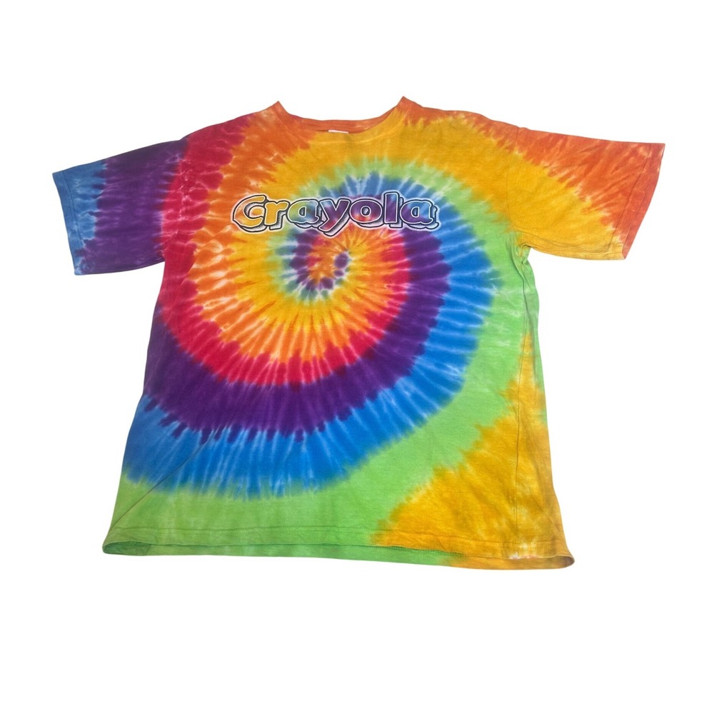 Kid U Not Crayola Rainbow Tie Dye Graphic‎ T-Shirt Mens Large LG Colorful Spiral